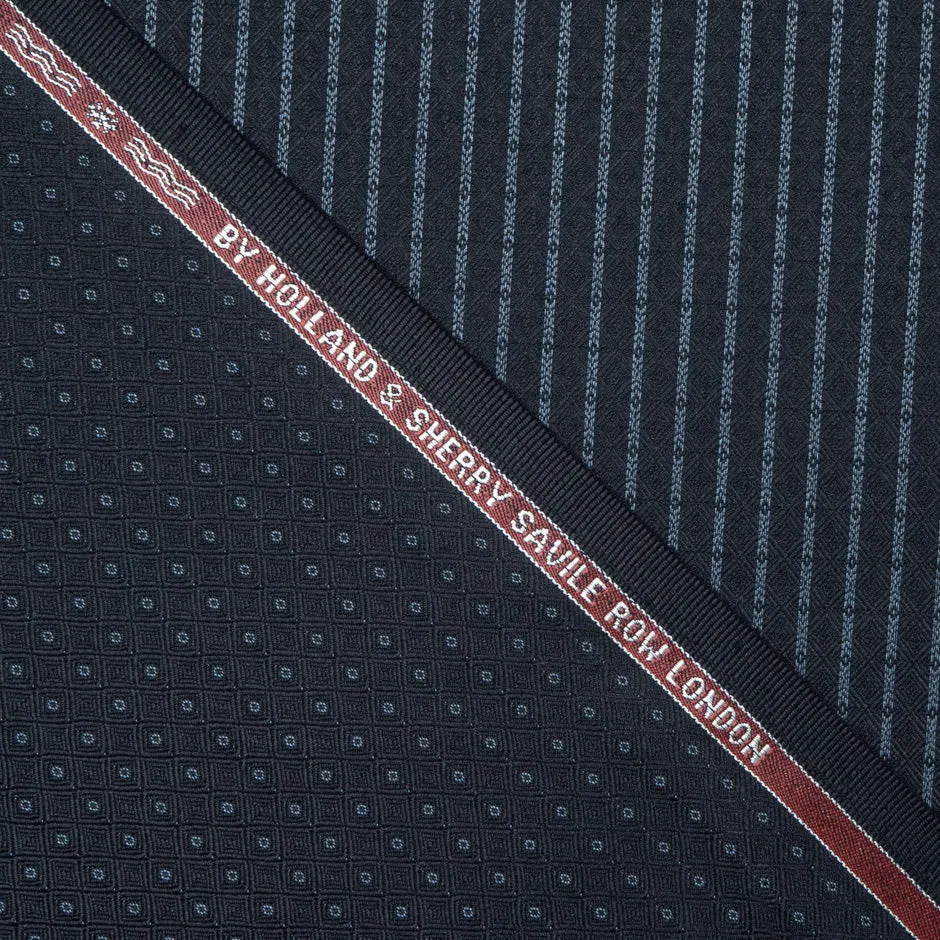 Midnight Blue Diamond Jacquard Super 120s Pure Wool