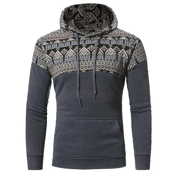 National Style Vintage Casual Hooded Tops for Men