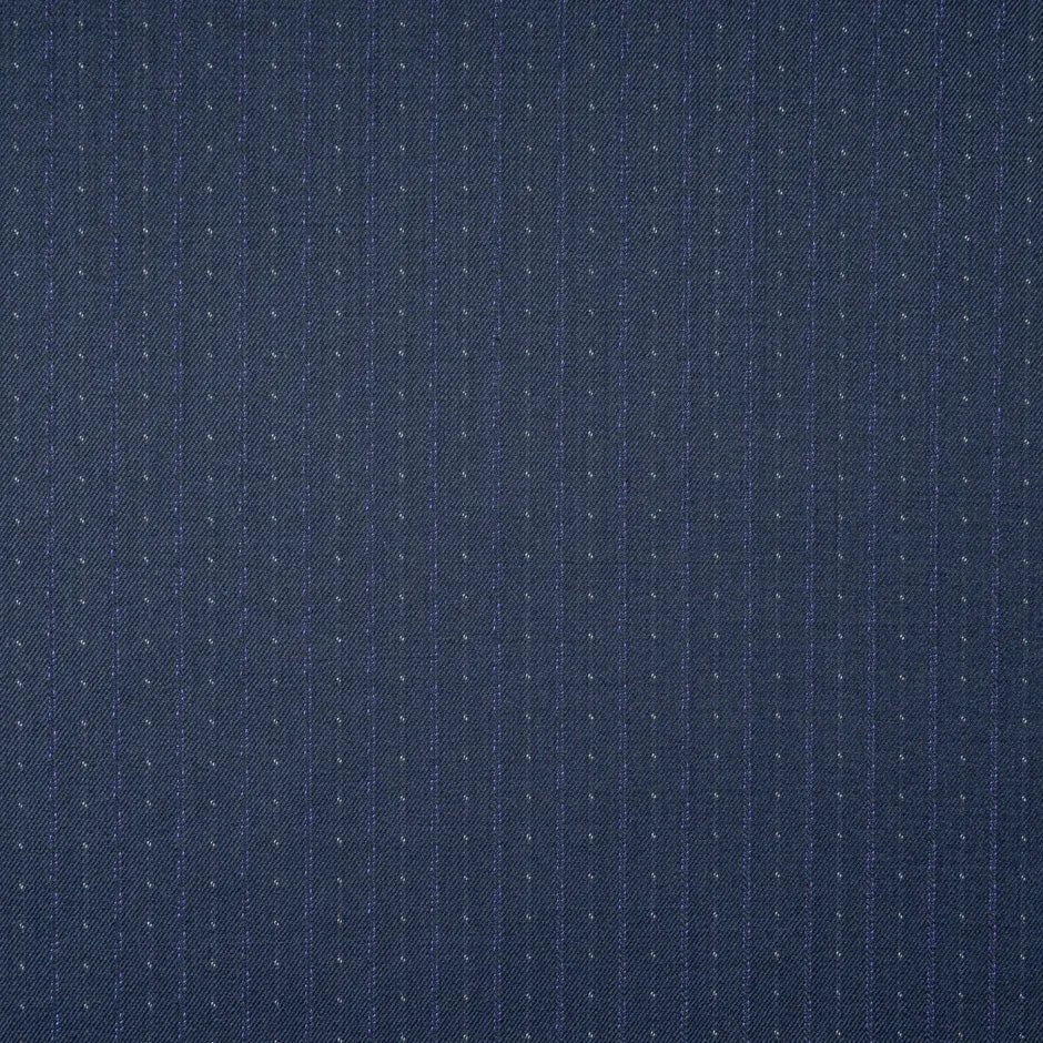 Navy Blue Spot Jacquard Super 160s Pure Wool