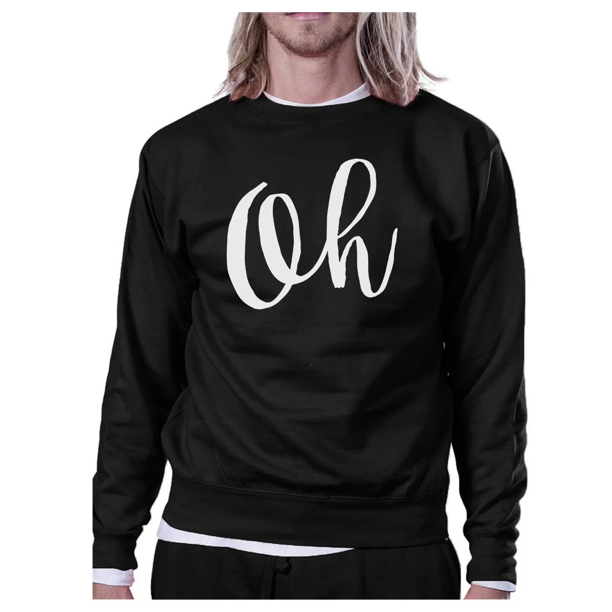 Oh Black Sweatshirt Typographic Pullover Fleece Christmas Gifts