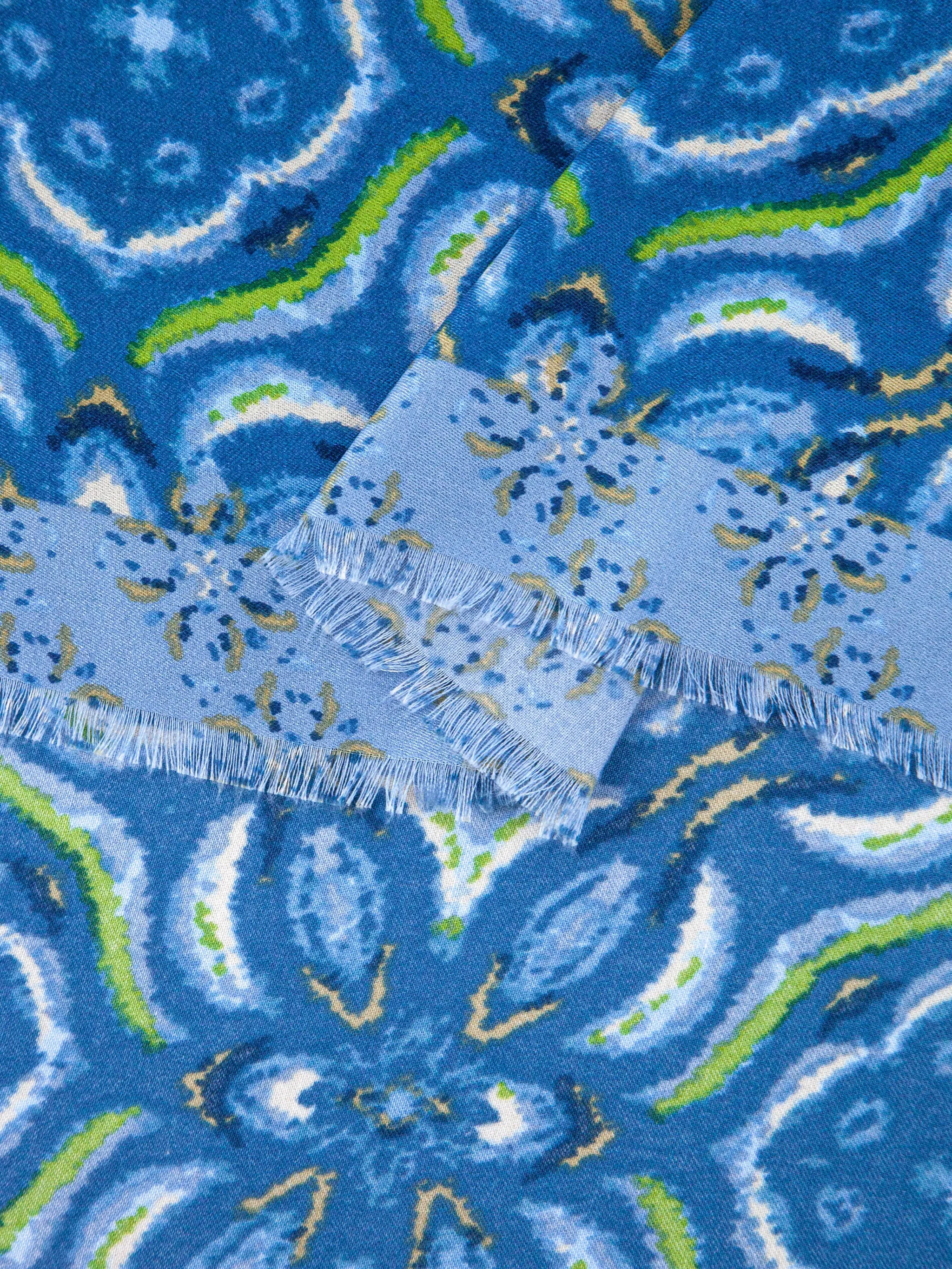 Paulie Lightweight Scarf - Blue, Floral Mosaic