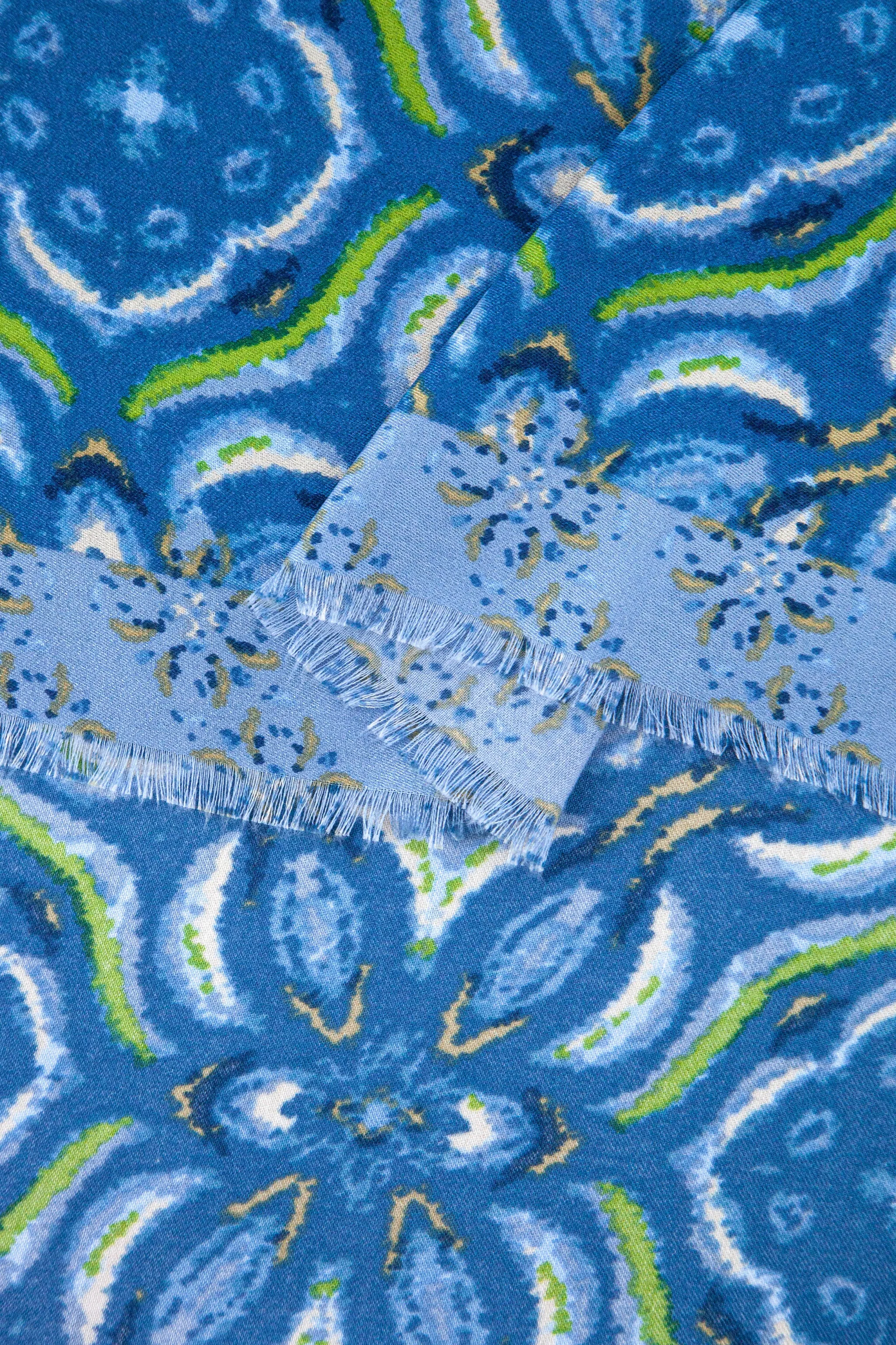 Paulie Lightweight Scarf - Blue, Floral Mosaic