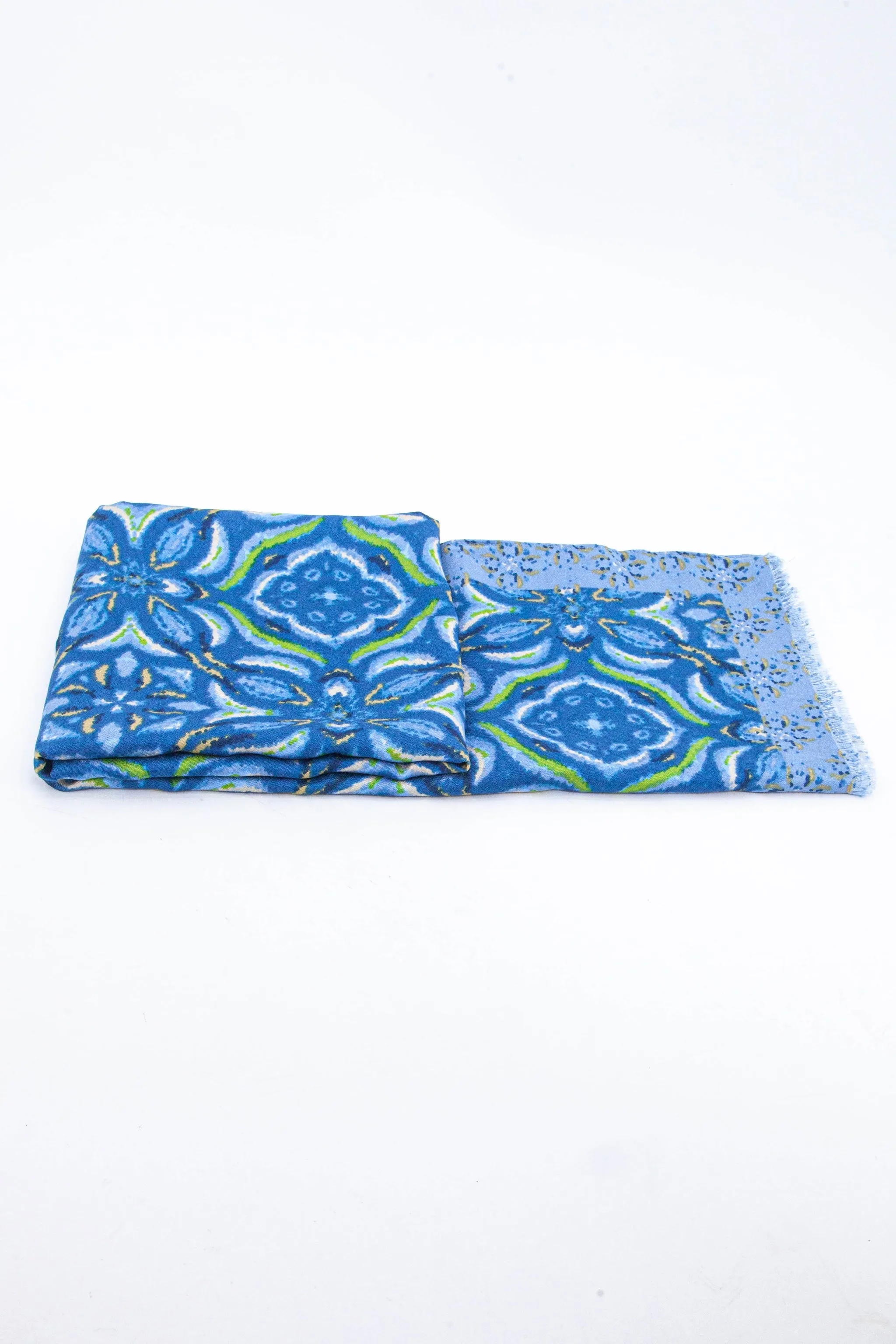 Paulie Lightweight Scarf - Blue, Floral Mosaic