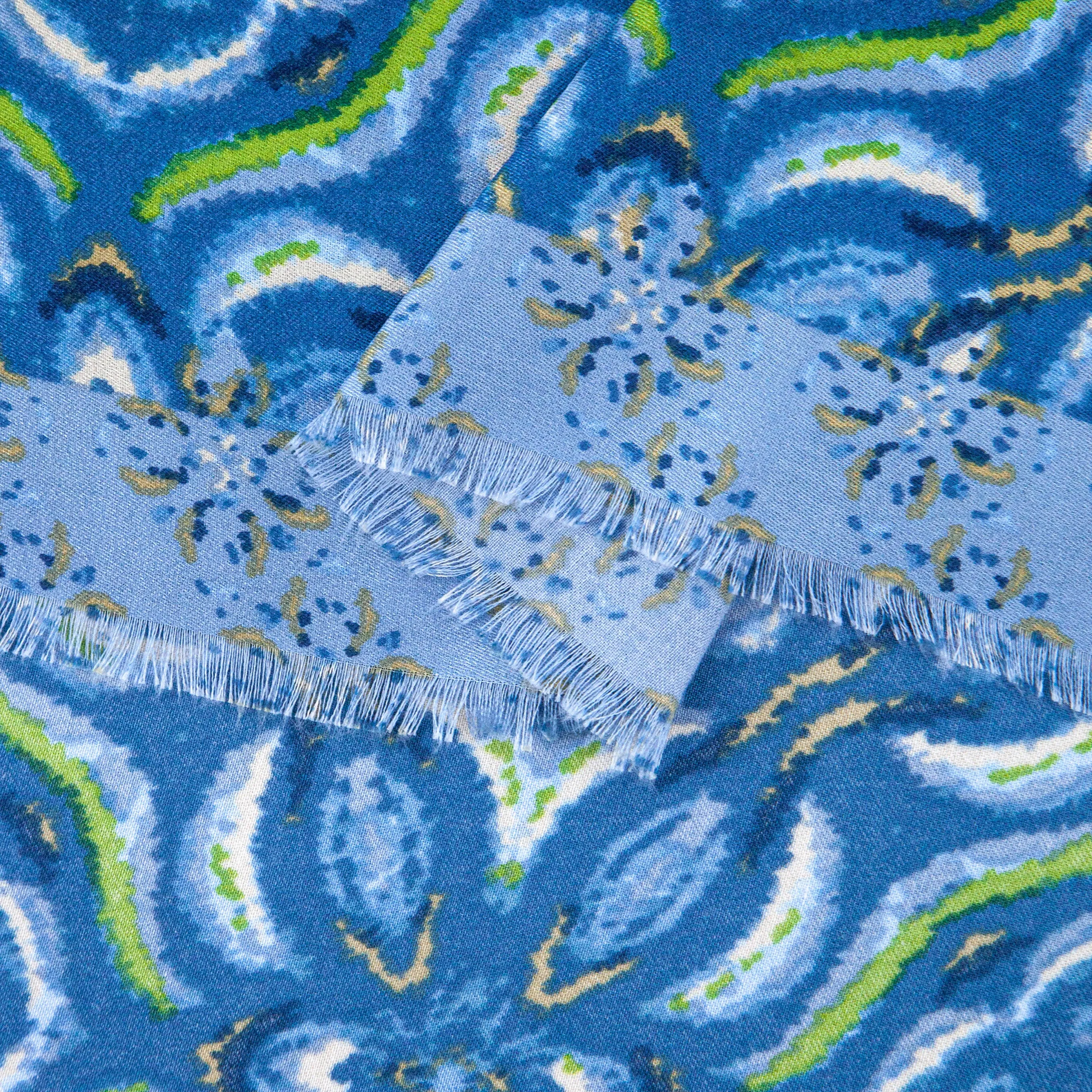 Paulie Lightweight Scarf - Blue, Floral Mosaic