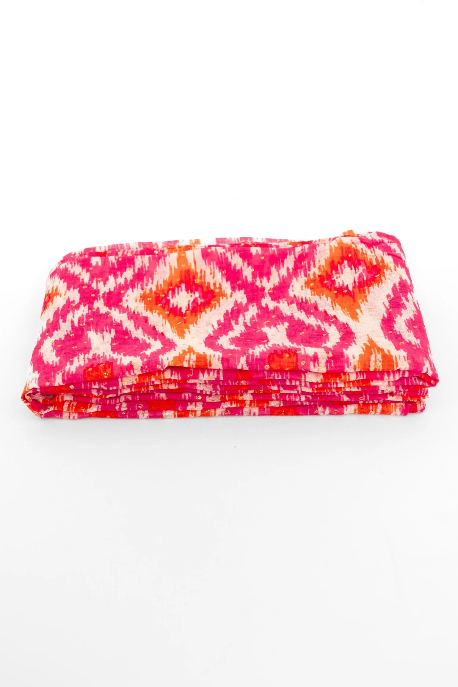 Rani Lightweight Cotton Scarf - Pink/Orange, Aztec Print