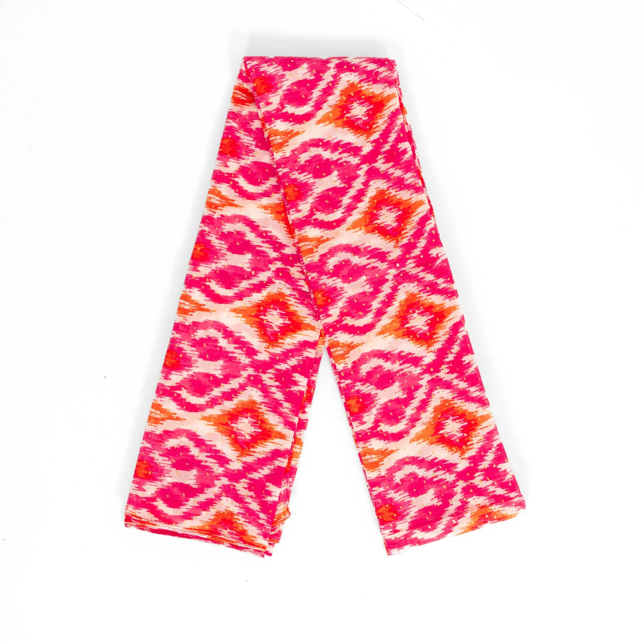 Rani Lightweight Cotton Scarf - Pink/Orange, Aztec Print