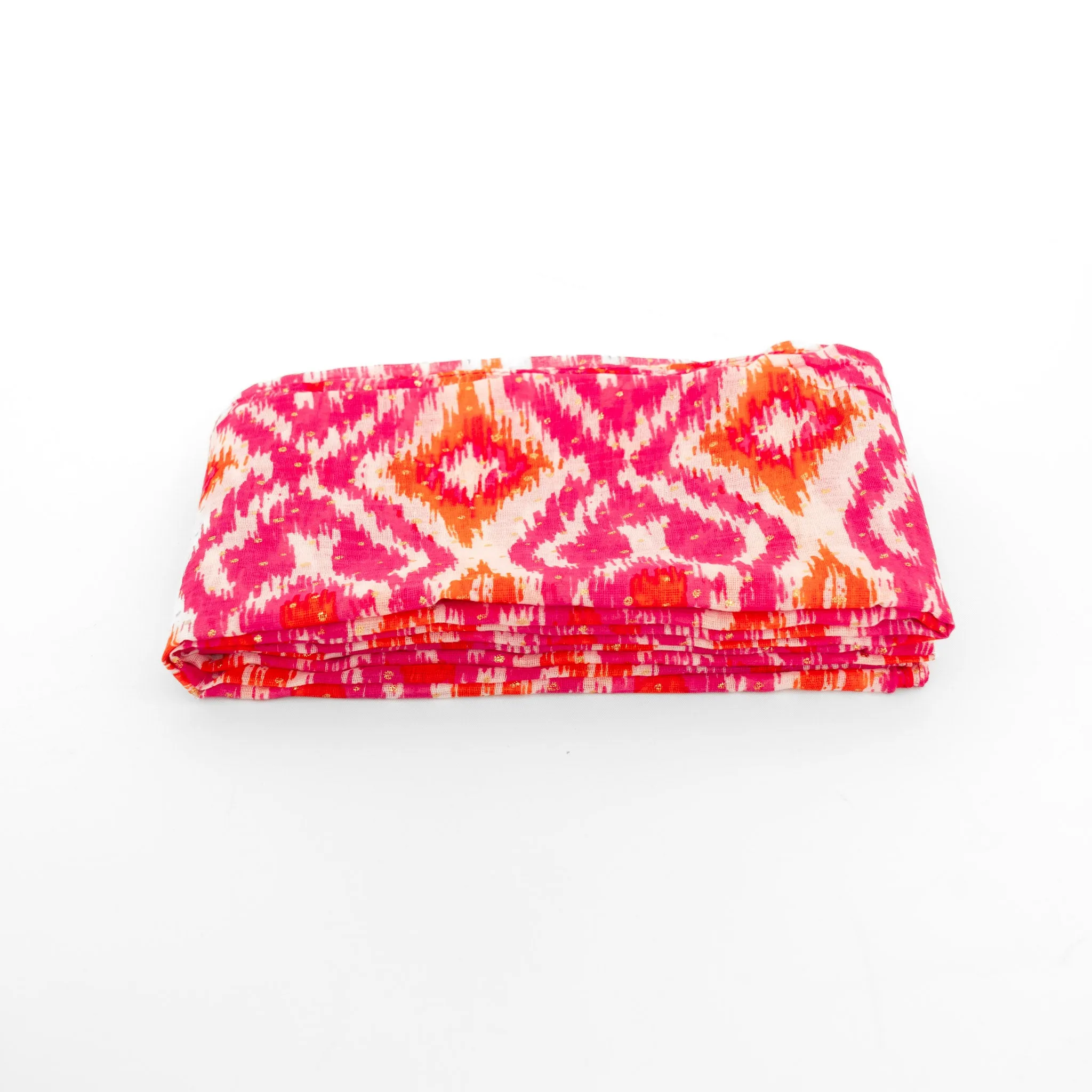 Rani Lightweight Cotton Scarf - Pink/Orange, Aztec Print