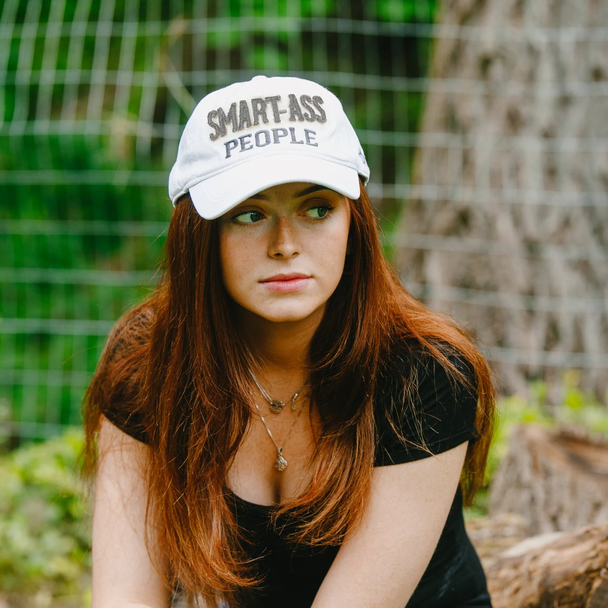 Smart-Ass People White Adjustable Hat