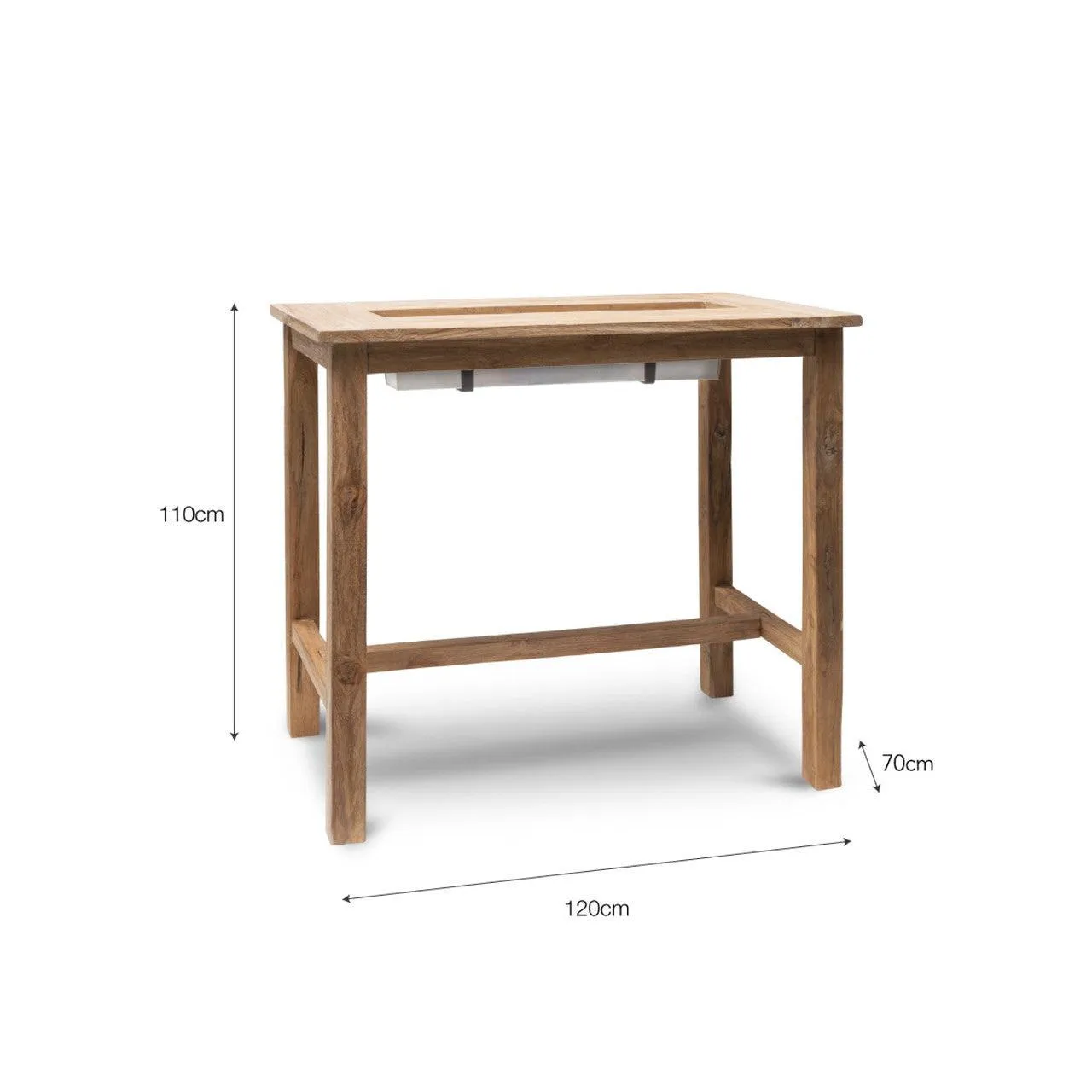 St Mawes Drinks/Planter Bar Table, 120cm - Teak