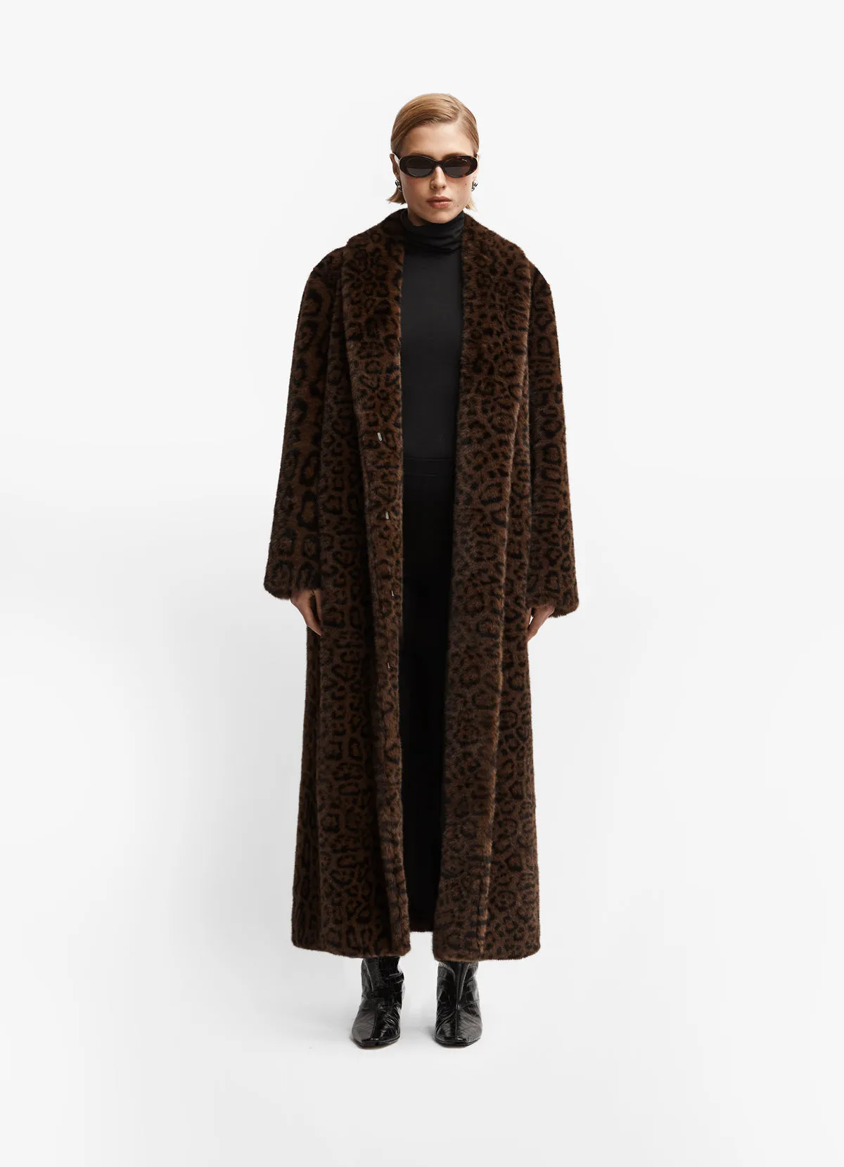 Tall Leopard Maxi Faux Fur Coat