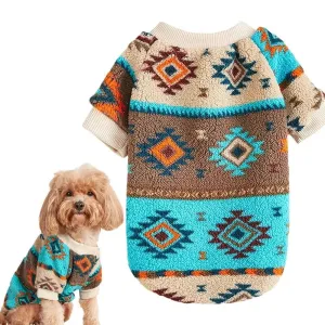 Totem Print Puppy Sweater – Warm Winter Hoodie for Small Dogs