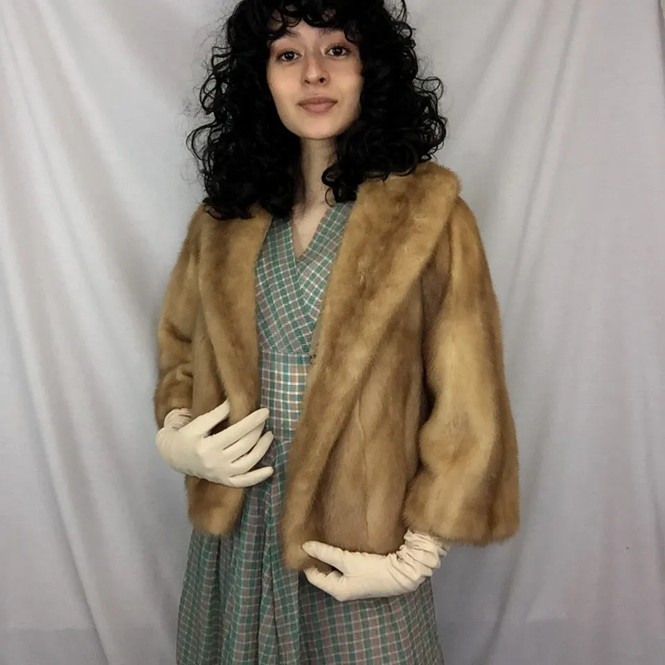 Vintage 50s 60s | Fur Capelet Cape Shrug Coat by Capitol Furs | Free Size