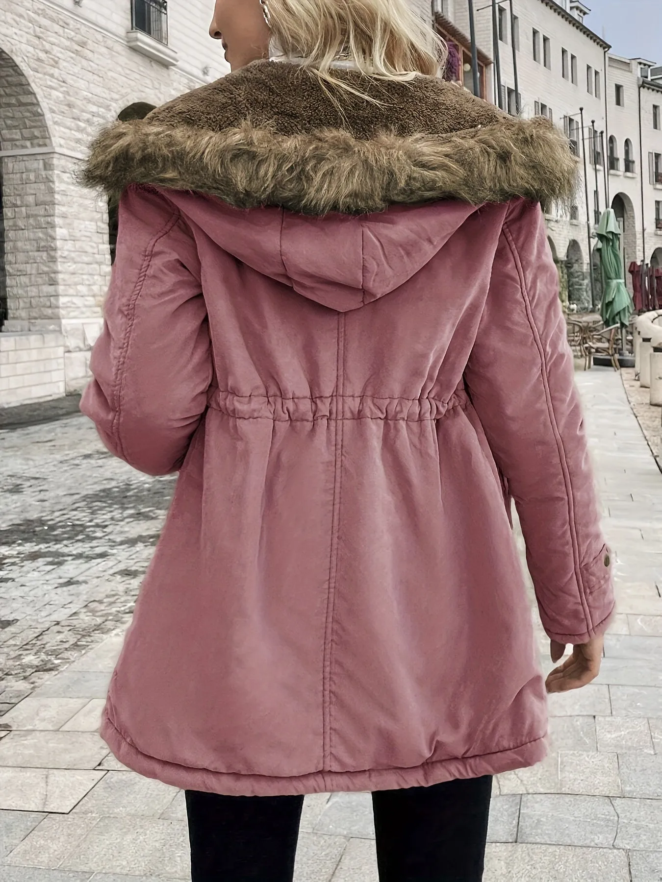 Women's Casual Warm Hooded Long Winter Jacket with Faux Fur Collar | Ideal for Autumn/Winter