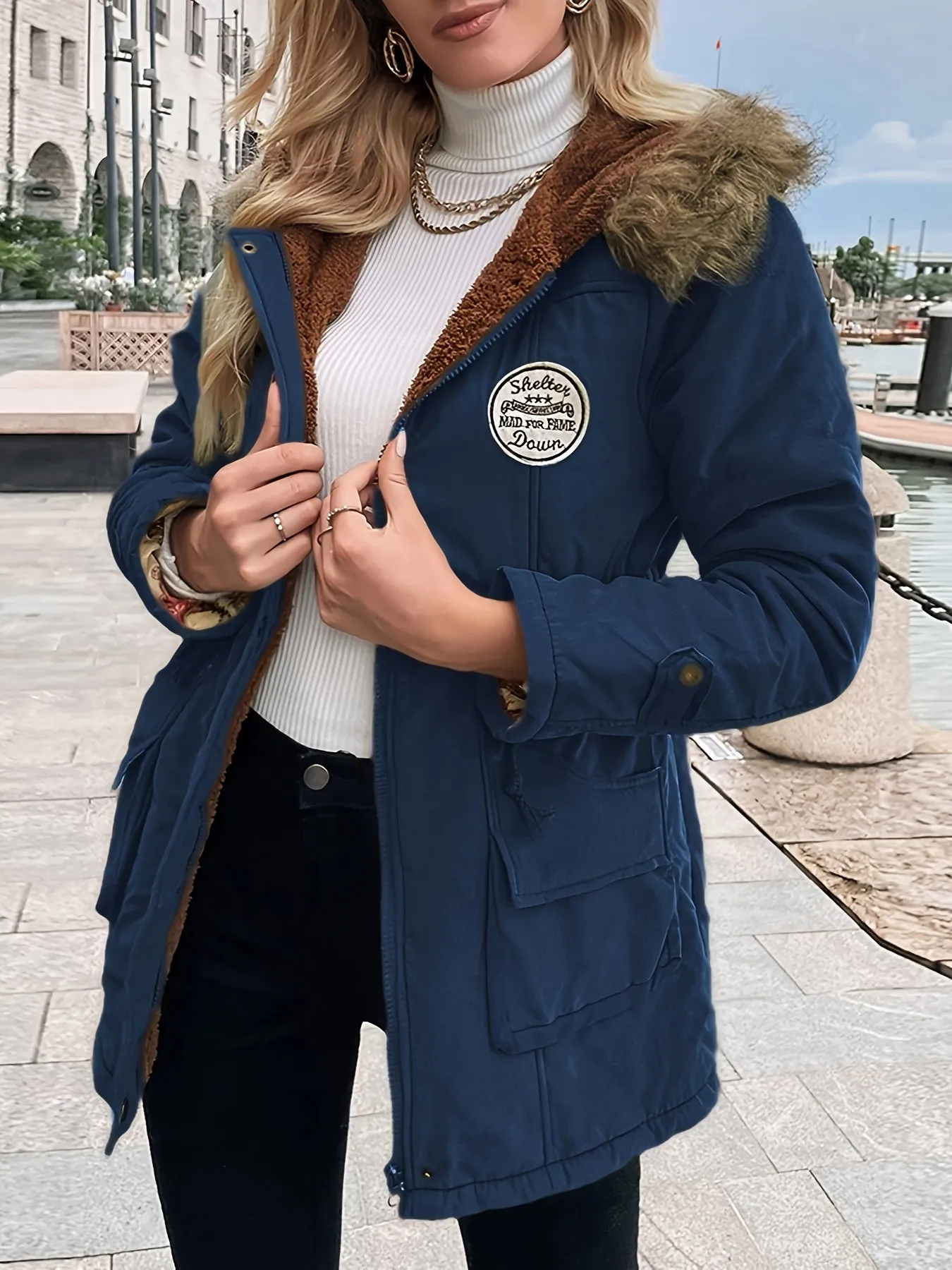 Women's Casual Warm Hooded Long Winter Jacket with Faux Fur Collar | Ideal for Autumn/Winter