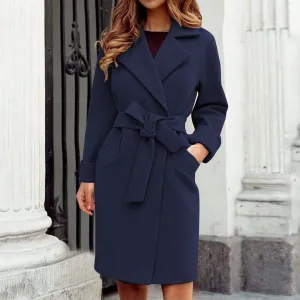 Women's Chic Notched Lapel Trench Coat with Belt | Ideal for Autumn/Winter