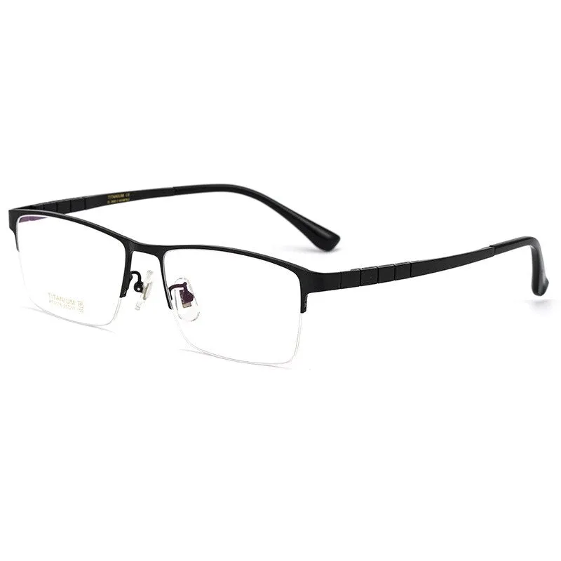 Yimaruili Unisex Semi Rim Round Titanium IP Frame Eyeglasses  HT0178