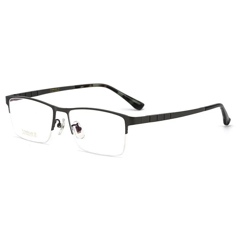 Yimaruili Unisex Semi Rim Round Titanium IP Frame Eyeglasses  HT0178