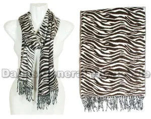 Zebra Printed Cashmere Feel Scarf Wholesale